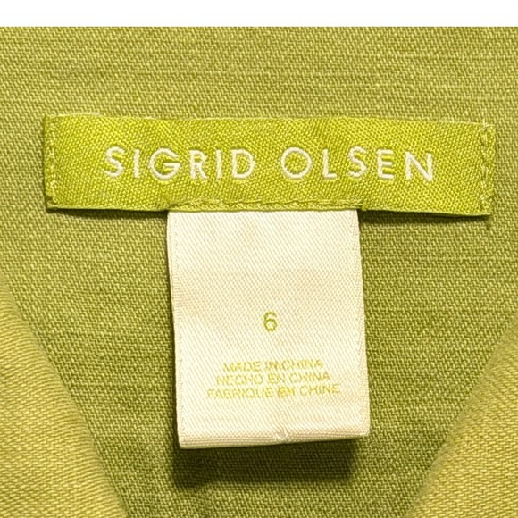 Sigrid Olsen Jacket Size 6 Green Utility Button Front Cotton Blend - Picture 3 of 10